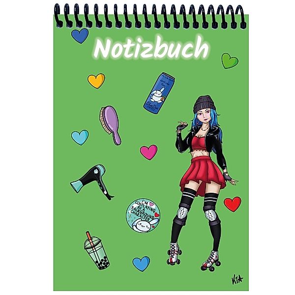 A 5 Notizblock Manga Enora, grün, kariert