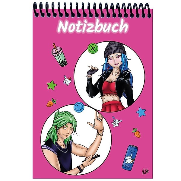 A 5 Notizblock Manga Quinn und Enora, pink, kariert