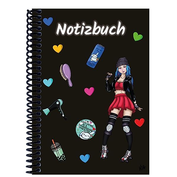 A 5 Notizbuch Manga Enora, schwarz, blanko