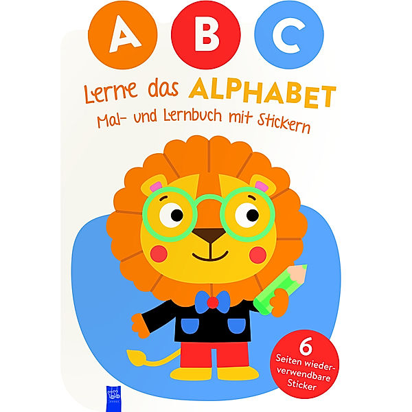A,B,C - Lerne das Alphabet - Mal- und Lernbuch mit Stickern (Cover Löwe)