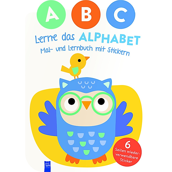 A,B,C - Lerne das Alphabet - Mal- und Lernbuch mit Stickern (Cover Eule)