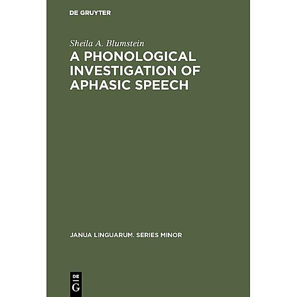 A Phonological Investigation of Aphasic Speech, Sheila A. Blumstein