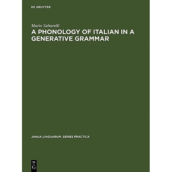 A Phonology of Italian in a Generative Grammar / Janua Linguarum. Series Practica Bd.93, Mario Saltarelli
