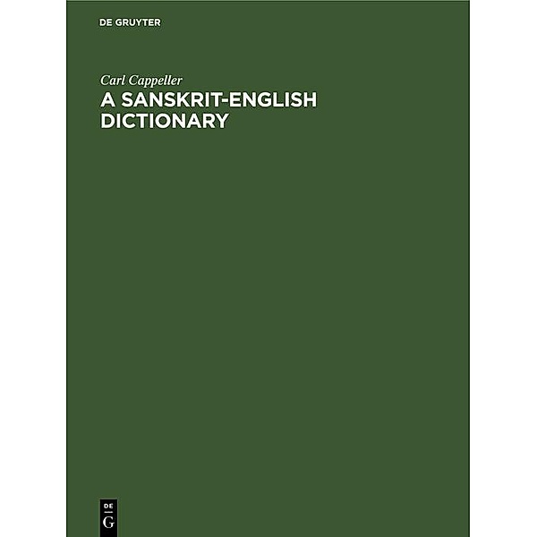 A Sanskrit-English dictionary, Carl Cappeller