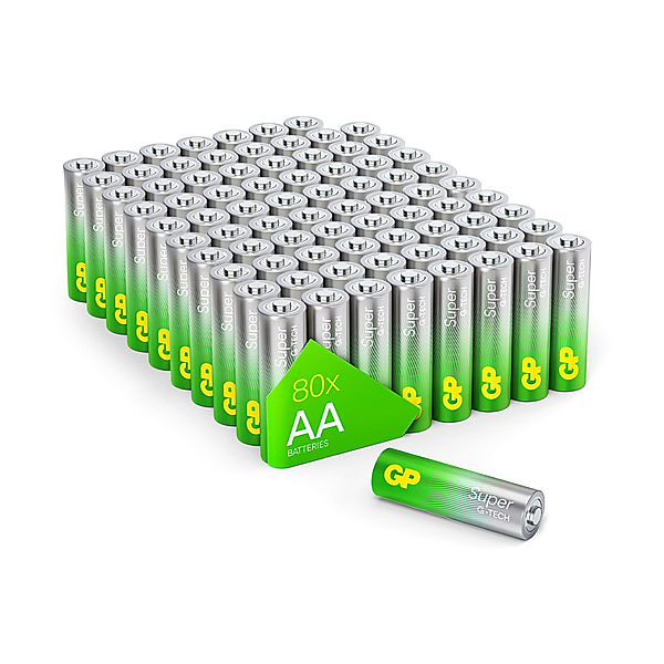 AA Batterie GP Alkaline Super, Mignon LR06,  1,5V, 80 Stück