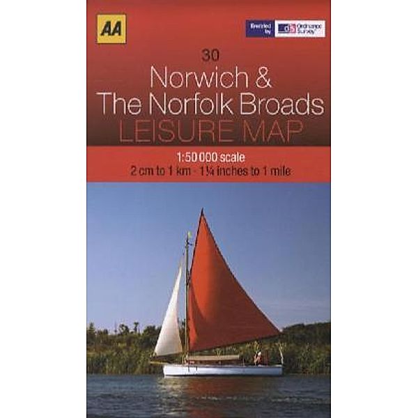 AA Leisure Map Norwich & The Norfolk Broads