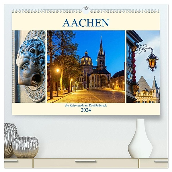 Aachen - die Kaiserstadt am Dreiländereck (hochwertiger Premium Wandkalender 2024 DIN A2 quer), Kunstdruck in Hochglanz, Christian Müller