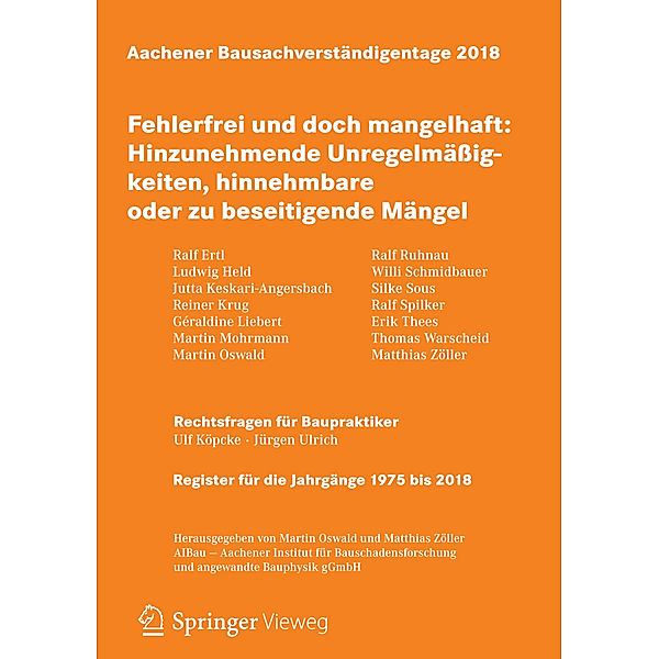 Aachener Bausachverständigentage 2018; .