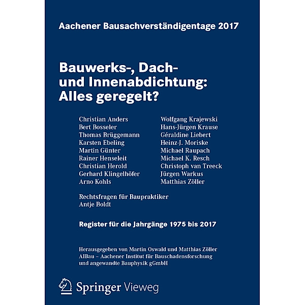 Aachener Bausachverständigentage / Aachener Bausachverständigentage 2017; .