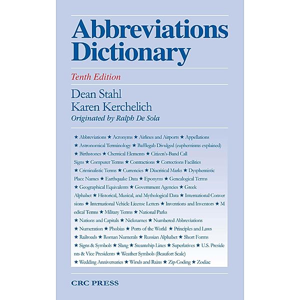 Abbreviations Dictionary, Dean A. Stahl, Karen Landen