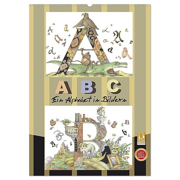 ABC. Ein Alphabet in Bildern. (Wandkalender 2024 DIN A2 hoch), CALVENDO Monatskalender, Kateryna Yerokhina