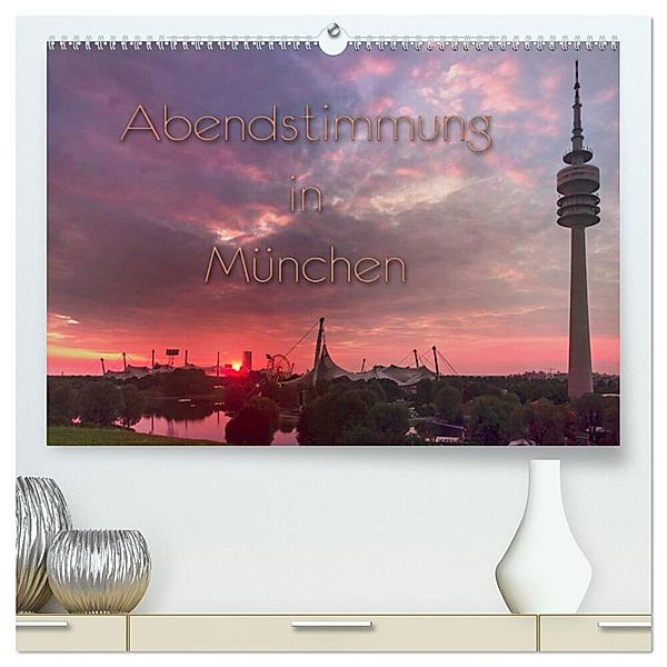 Abendstimmung in München (hochwertiger Premium Wandkalender 2024 DIN A2 quer), Kunstdruck in Hochglanz, Sebastian Helmke