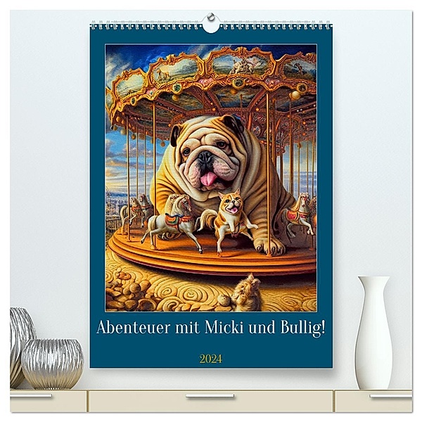 Abenteuer mit Micki und Bullig! (hochwertiger Premium Wandkalender 2024 DIN A2 hoch), Kunstdruck in Hochglanz, Calvendo, Harald Laier