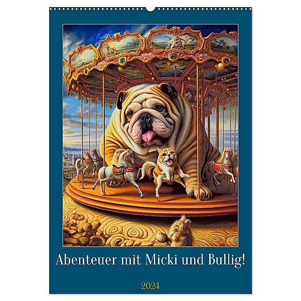 Abenteuer mit Micki und Bullig! (Wandkalender 2024 DIN A2 hoch), CALVENDO Monatskalender, Calvendo, Harald Laier