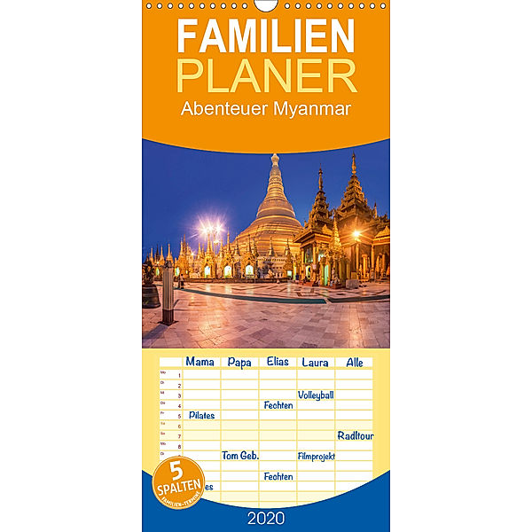 Abenteuer Myanmar - Familienplaner hoch (Wandkalender 2020 , 21 cm x 45 cm, hoch), Jean Claude Castor