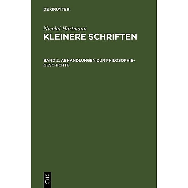 Abhandlungen zur Philosophie-Geschichte, Nicolai Hartmann