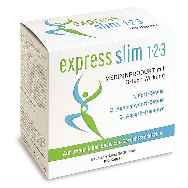 Abnehmkapseln express slim 1 2 3 mit 3-Fach Wirkung gegen Kalorien (180 Kapseln)