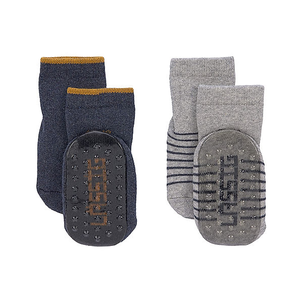 LÄSSIG ABS-Socken BABY 2er-Pack in blau/grau