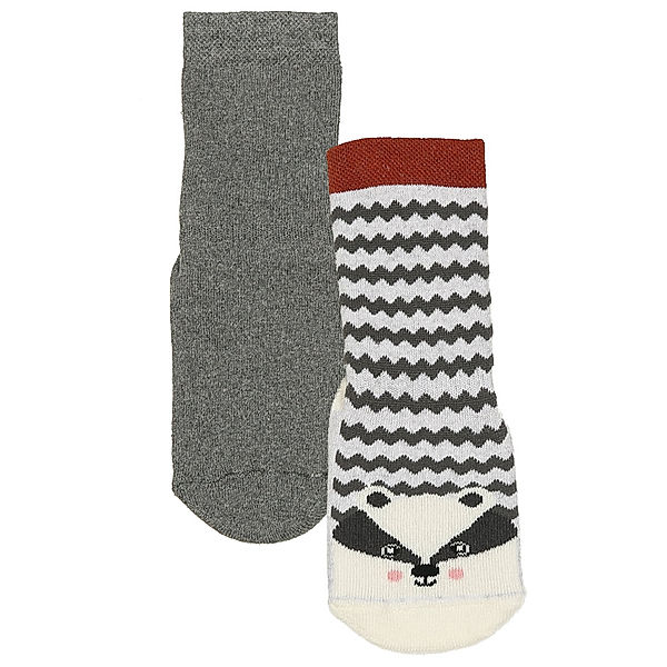 ewers ABS-Socken SOFTSTEP DACHS 2er-Pack in bunt/grau