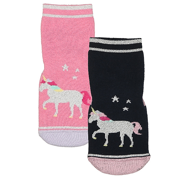 ewers ABS-Socken SOFTSTEP EINHORN 2er-Pack in pink/blau