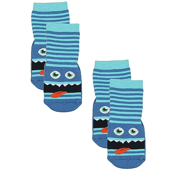ewers ABS-Socken SOFTSTEP MONSTER 2er-Pack gestreift in blau