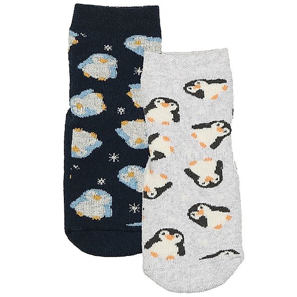 ewers ABS-Socken SOFTSTEP PINGUIN 2er-Pack in grau melange/navy