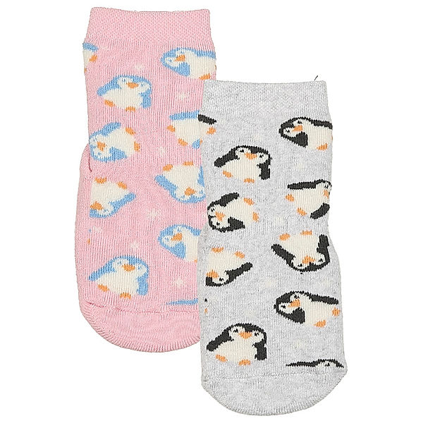 ewers ABS-Socken SOFTSTEP PINGUIN 2er-Pack in grau melange/rosa