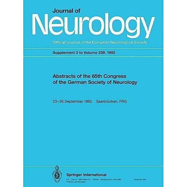 Abstracts of the 65th congress of the German Society of Neurology, K. Schimrigk