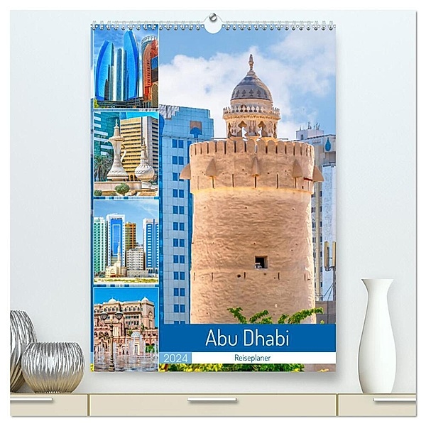 Abu Dhabi - Reiseplaner (hochwertiger Premium Wandkalender 2024 DIN A2 hoch), Kunstdruck in Hochglanz, Nina Schwarze