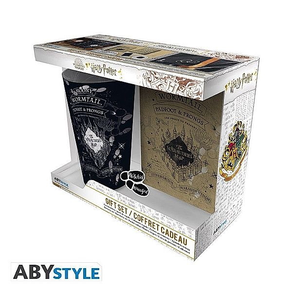 ABY style - Harry Potter - Marauder's Map Giftset XL-Glas, Pin und Notizbuch