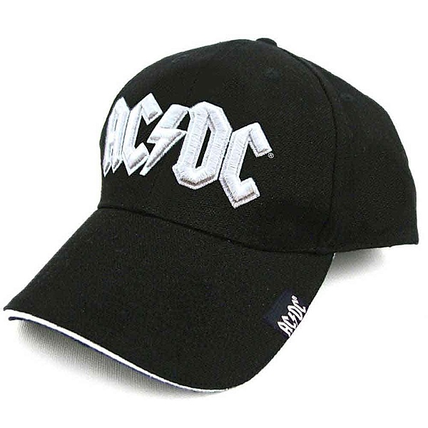 AC/DC Baseball Cap, schwarz mit Band Logo weiß (Fanartikel), AC/DC