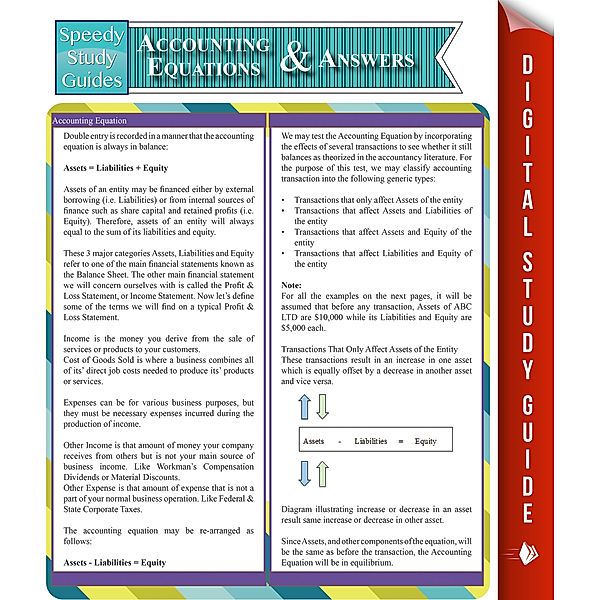 Accounting Equations And Answers (Speedy Study Guides) / Dot EDU, Speedy Publishing