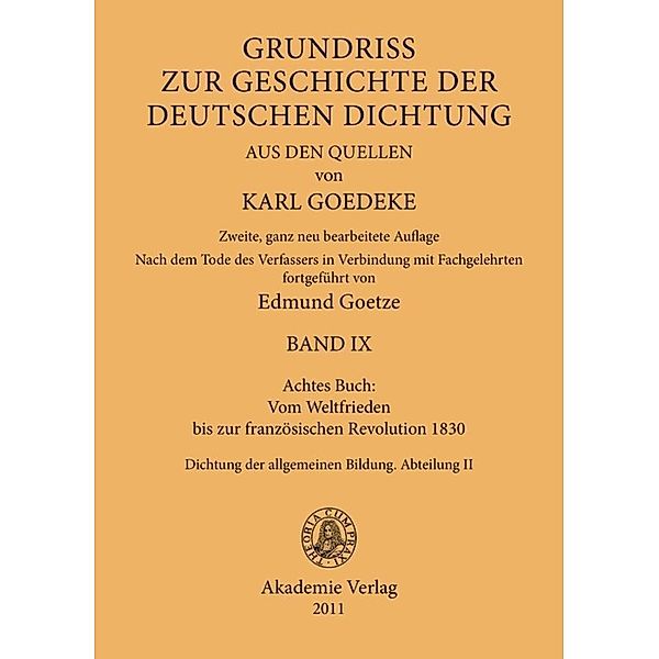 Achtes Buch: Vom Weltfrieden bis zur französischen Revolution 1830