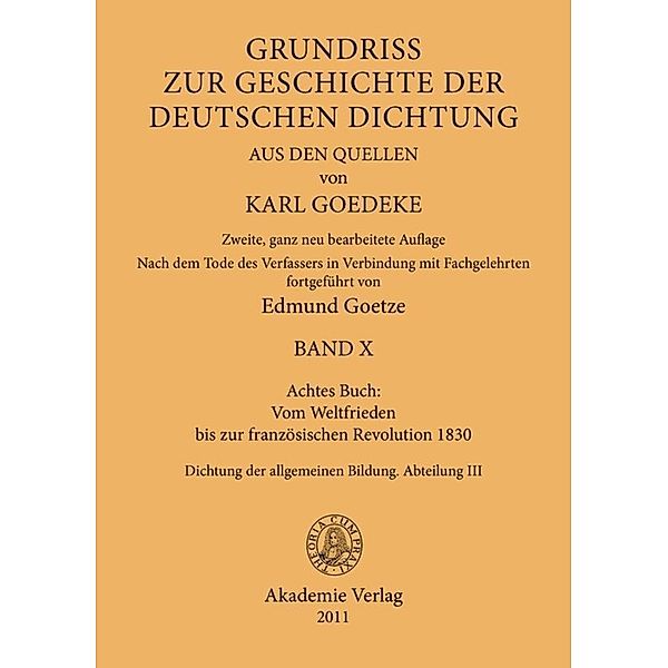 Achtes Buch: Vom Weltfrieden bis zur französischen Revolution 1830