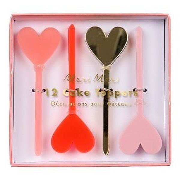 Acrylic Heart Cake Toppers, 12 Stück