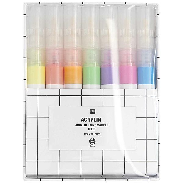 Acrylini Marker Set Neon Colours, 7 Farben