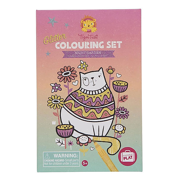 Tiger Tribe Activity-Set GLITTER COLOURING – NACHTGARTEN mit 3 Stiften