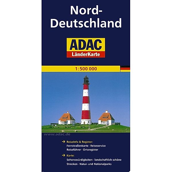 ADAC Länderkarte Deutschland Nord 1 : 500 000
