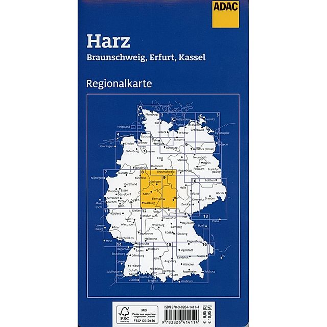 ADAC Regionalkarte 08 Harz 1:150.000 Buch versandkostenfrei bei Weltbild.de  bestellen