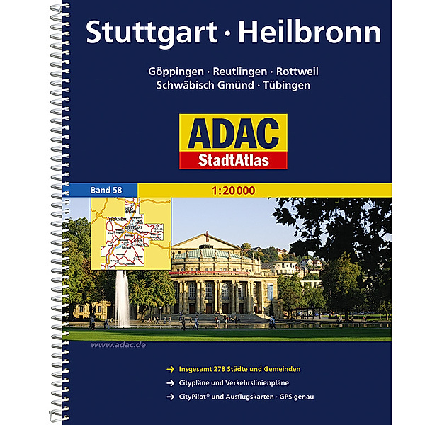 ADAC Stadtatlanten 1:20.000 / ADAC Stadtatlas Stuttgart, Heilbronn 1:20 000 Göppingen, Pforzheim, Reutlingen