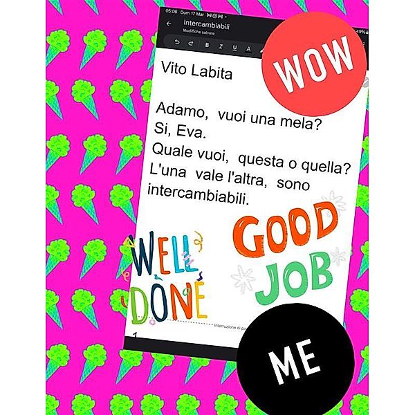 Adamo,  vuoi una mela? Si Eva, quale  vuoi, questa o  quella?  L'una vale l'altra,  sono  intercambiabili., Labita Vito