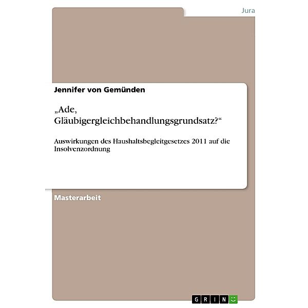 Ade, Gläubigergleichbehandlungsgrundsatz?, Jennifer von Gemünden