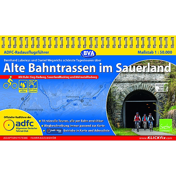 ADFC-Radausflugsführer Alte Bahntrassen im Sauerland 1:50.000 praktische Spiralbindung, reiß- und wetterfest, GPS-Tracks Download, Bernhard Lubeley, Daniel Wegerich