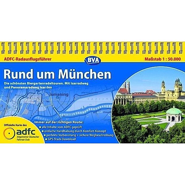 ADFC Radführer / ADFC-Radausflugsführer Rund um München 1:50.000 praktische Spiralbindung, reiß- und wetterfest, GPS-Tracks Download, Herbert Rauch
