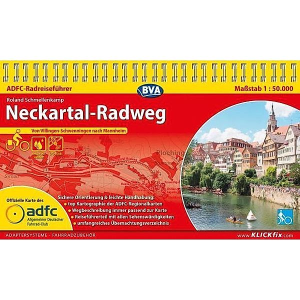 ADFC Radführer / ADFC-Radreiseführer Neckartal-Radweg 1:50.000 praktische Spiralbindung, reiß- und wetterfest, GPS-Tracks Download, Roland Schmellenkamp