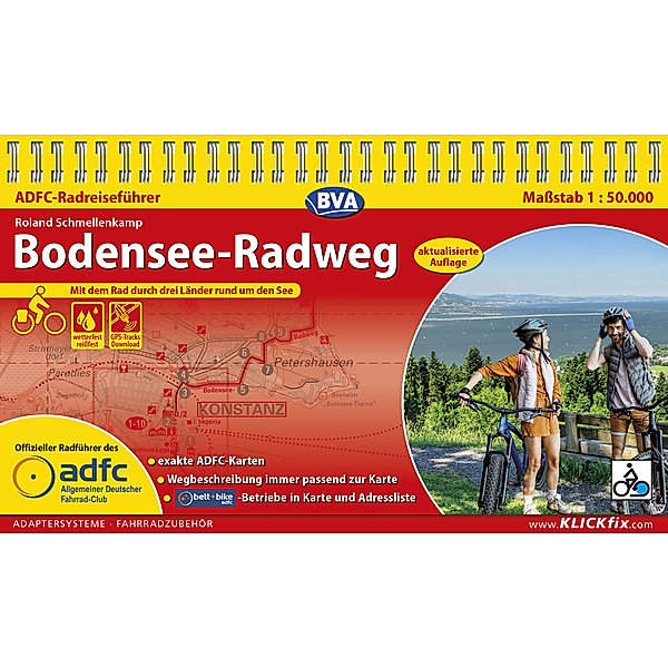 ADFC-Radreiseführer Bodensee-Radweg 1:50.000 praktische Spiralbindung, reiß- und wetterfest, GPS-Tracks Download, Roland Schmellenkamp