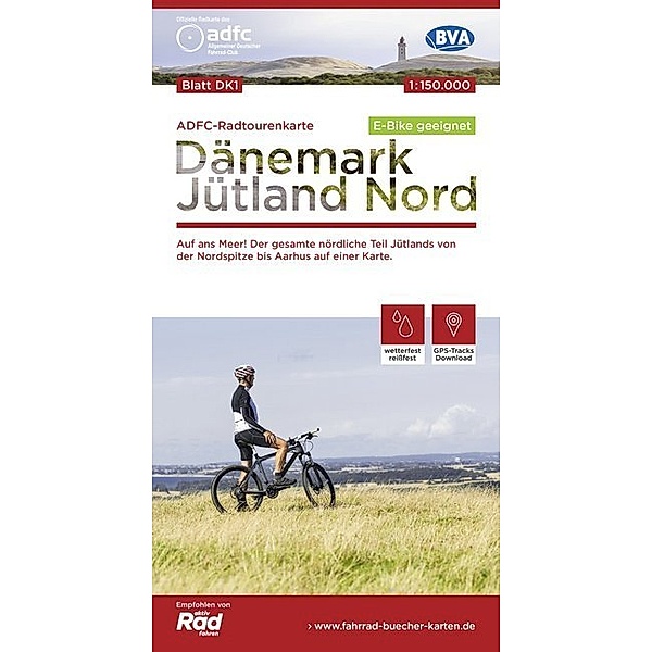 ADFC-Radtourenkarte 1:150.000 / ADFC-Radtourenkarte DK1 Dänemark/Jütland Nord 1:150.000, reiss- und wetterfest, E-Bike geeignet, GPS-Tracks Download