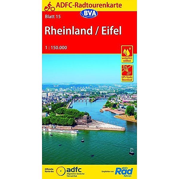 ADFC-Radtourenkarte 15 Rheinland /Eifel 1:150.000, reiß- und wetterfest, E-Bike geeignet, GPS-Tracks Download