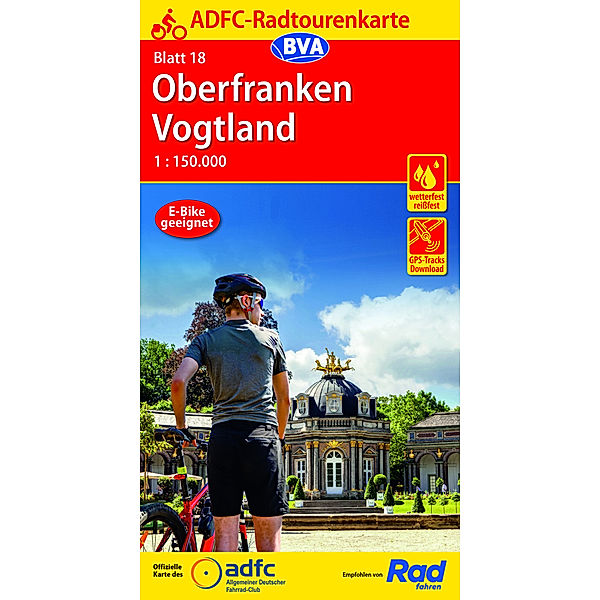 ADFC-Radtourenkarte 18 Oberfranken /Vogtland 1:150.000, reiss- und wetterfest, GPS-Tracks Download und Online-Begleitheft