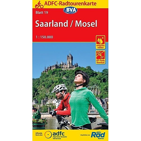 ADFC-Radtourenkarte 19 Saarland /Mosel 1:150.000, reiss- und wetterfest, E-Bike geeignet, GPS-Tracks Download